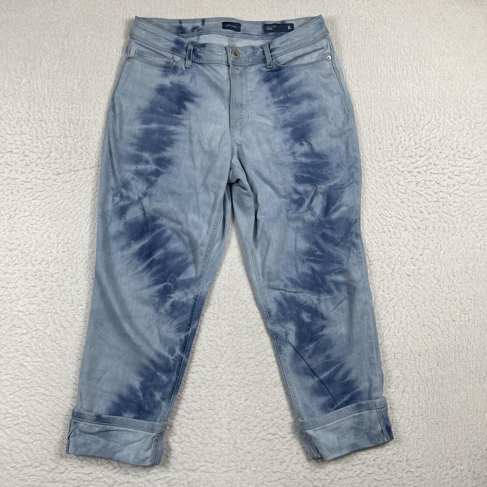 J Jill Jeans Womens 8 Petite Blue Tie Dye Denim High Rise Cropped Ladies Pants
